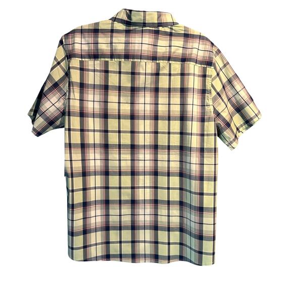 George NWT Large Short Sleeve Button Up Plaid Green Blue Casual Business Work - Picture 2 of 9